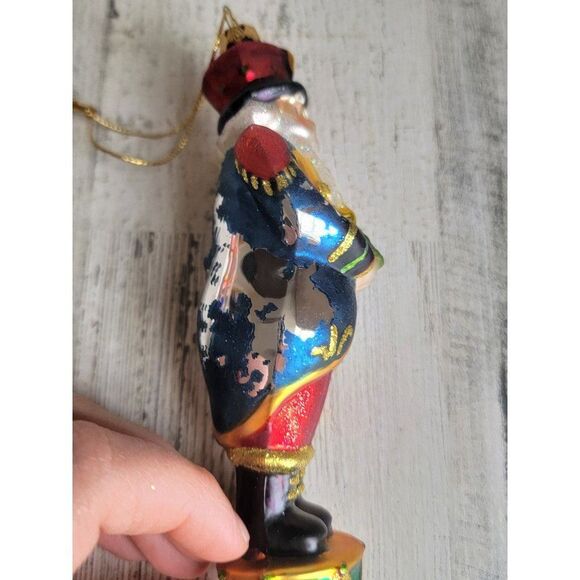 Blown glass AS IS Santa Claus Nutcracker tree glitter ornament Xmas - Picture 5 of 13